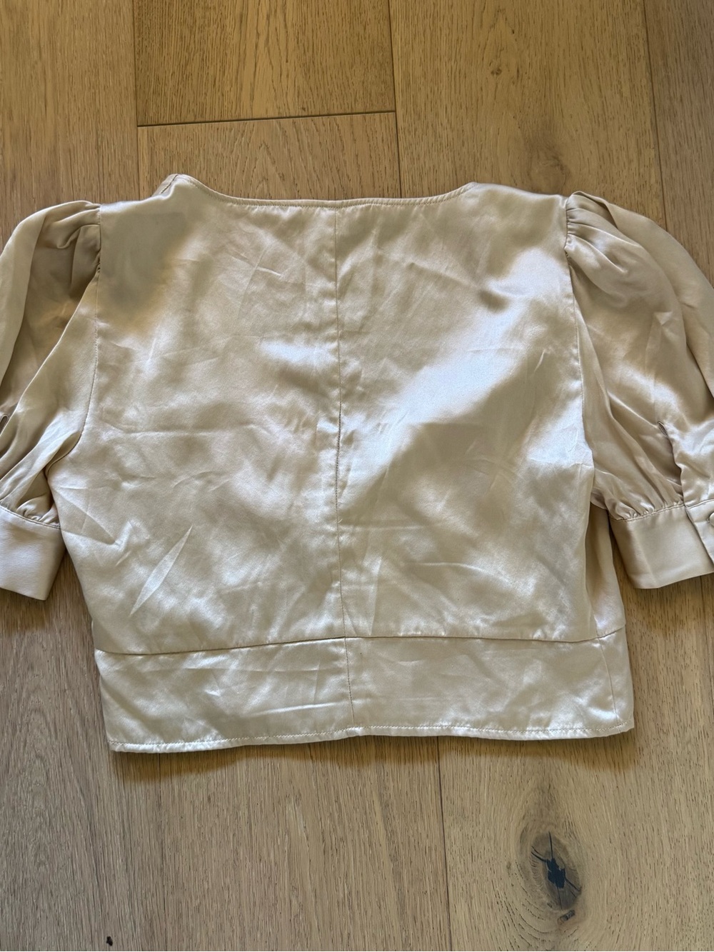 Reformation Satin V-Neck Blouse in Almond Cream - Picture 5 of 7